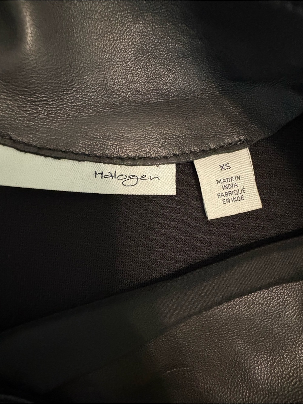 Halogen XS 100% Leather Black Shift Dress Short Sleeve Zip Pocket Career. - Picture 7 of 8